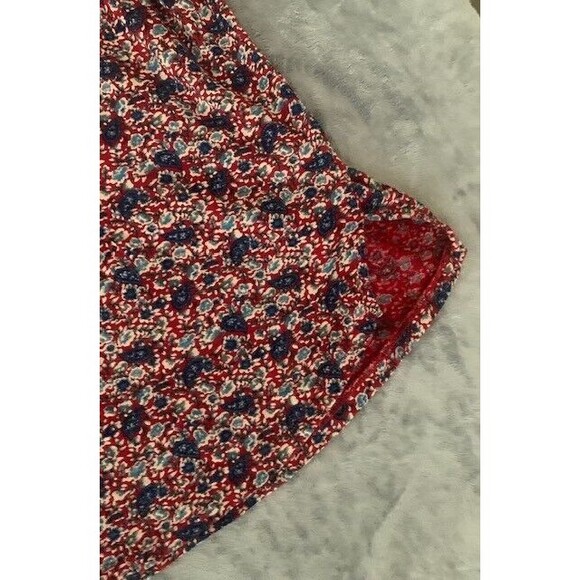 Lucky Brand Size XL/TG  Red Blue Paisley Print Peasant Top Lagenlook Boho - Picture 9 of 14